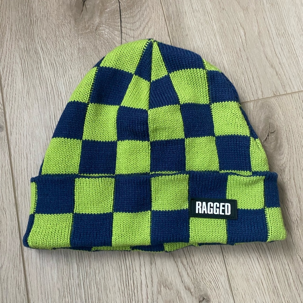 The Ragged Priest Blue and Green Checkered Beanie